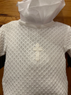 Boy Waffle Cross Knit Romper with Hat image 1