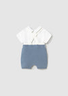 Blue & White Knit Overall Set image 1