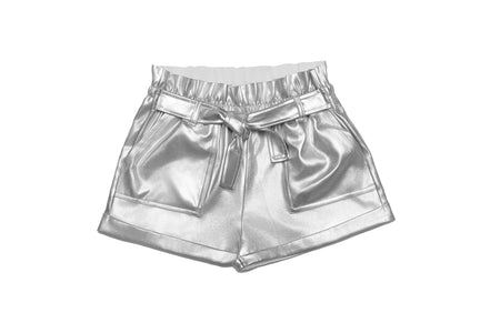Metallic Silver Paperbag Shorts image 0
