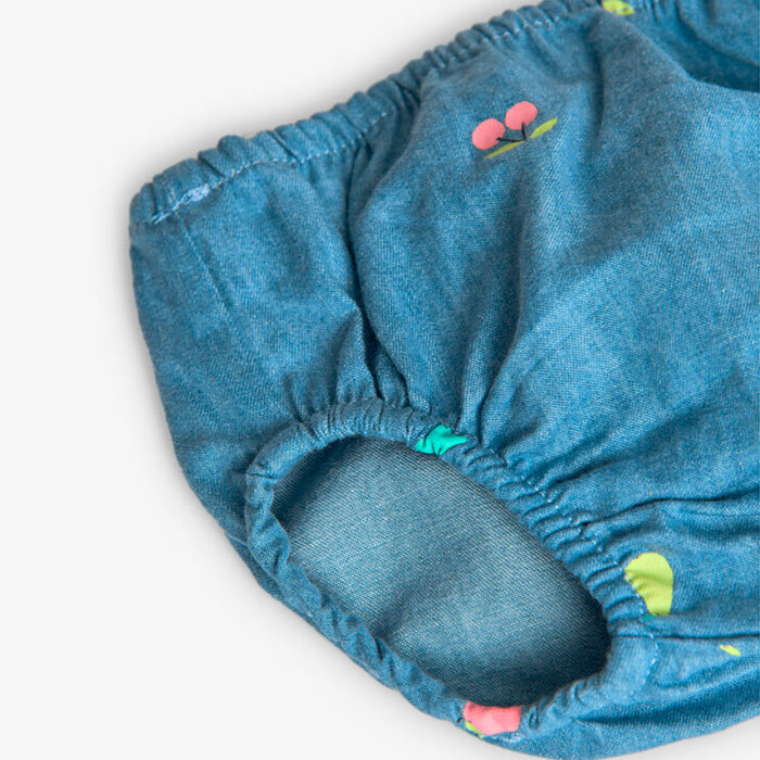 Denim Fruit Ruffle Dress & Bloomers Set image 5