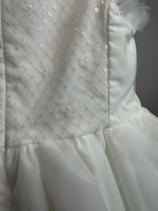 Girls’ White Lace & Tulle Tiered Dress.