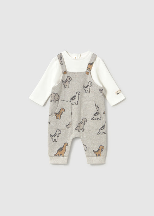 Faux Overall Dino, Grey
