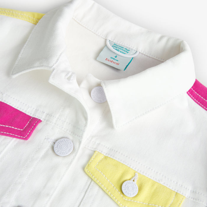 White Colorblock Denim Jacket image 2