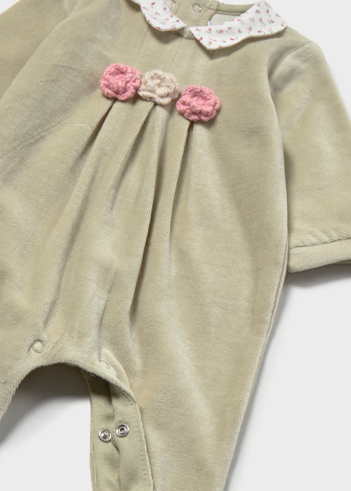 Mayoral Sage Green Velour Footie