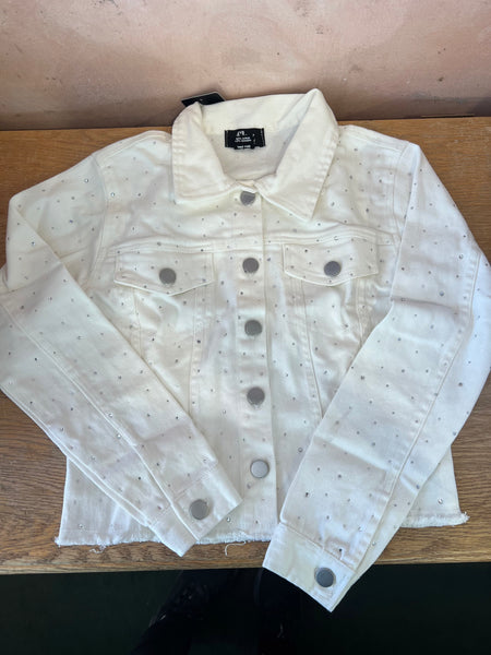 Rhinestone White Denim Jacket image 0