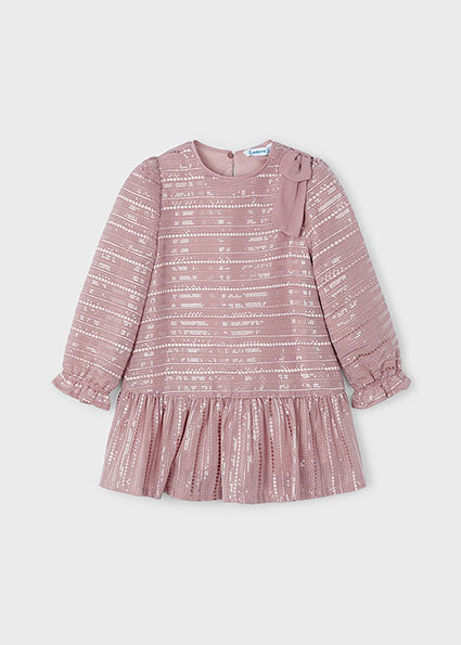 Mauve Dress w/ Sequin & Stitching Details image 0