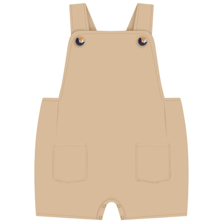 Beige Overall & Polo Bodysuit Set image 0