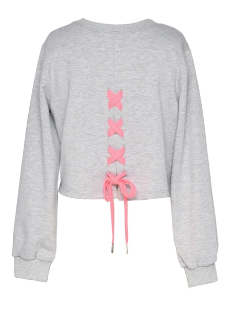 Lace-Up Smiley Sweatshirt & Shorts Set image 1