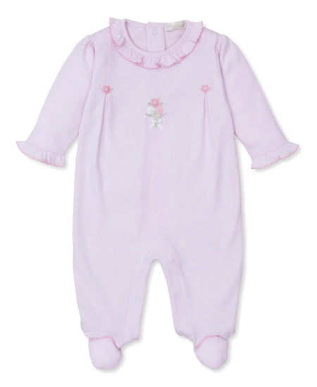 Hand Embroidered Pima Cotton Floral Footie image 0