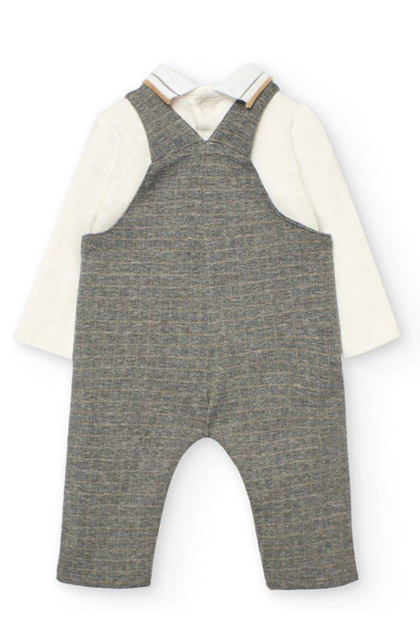 Grey Overall Set with White Collared Shirt