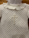 Girl Waffle Cross Knit Romper with Hat image 1