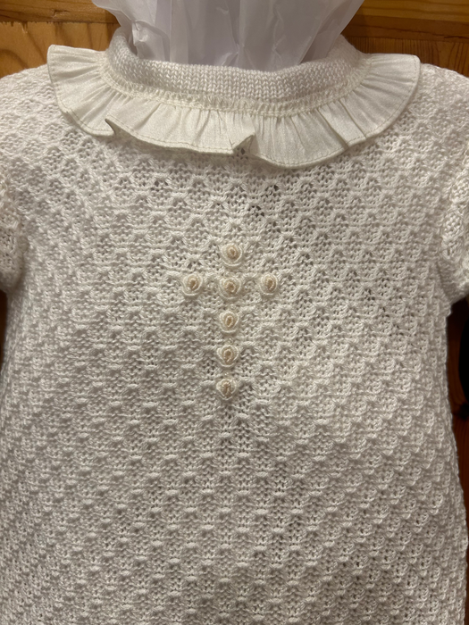 Girl Waffle Cross Knit Romper with Hat image 1