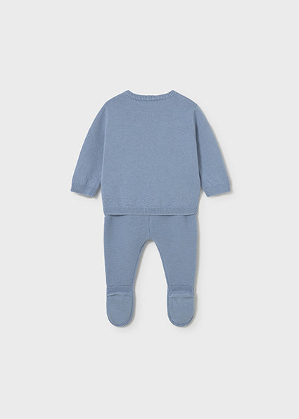 Mayoral Baby Knit Two-Piece Footed Set Blue