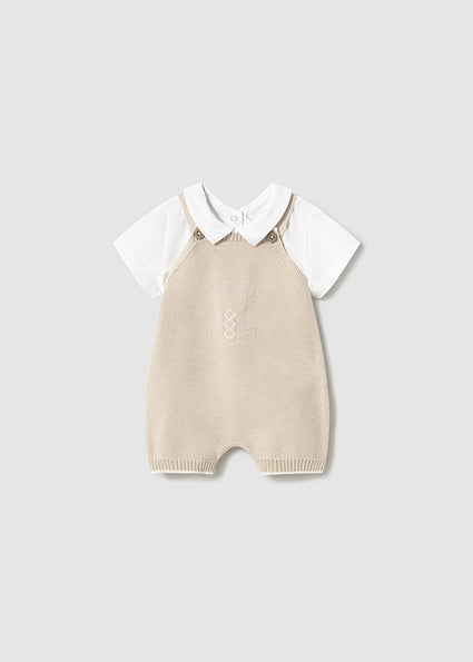 Tan Knit Bear Overalls image 0