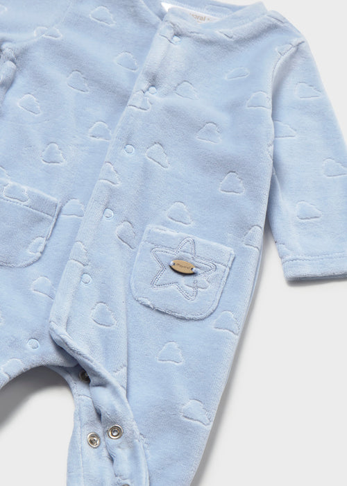 Blue Cloud Velour Footie