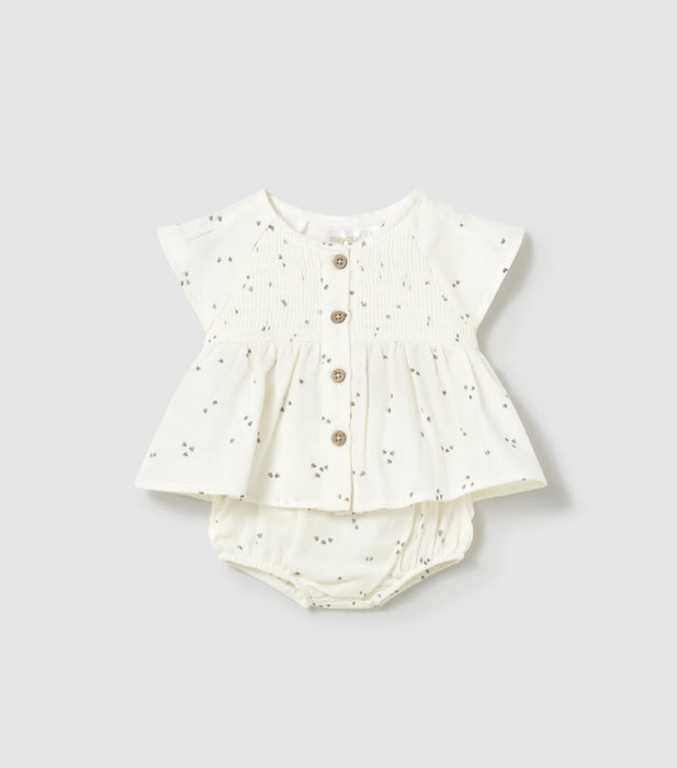 Mayoral Baby Printed Two-Piece Bloomer Set Cream