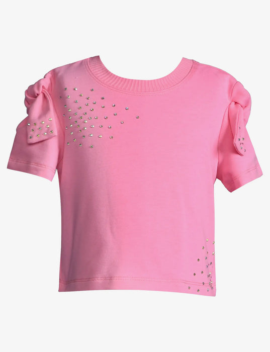 Baby Sara Pink Bow Rhinestone Short Set