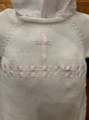 Pink Cross Knit Romper with Hat image 1