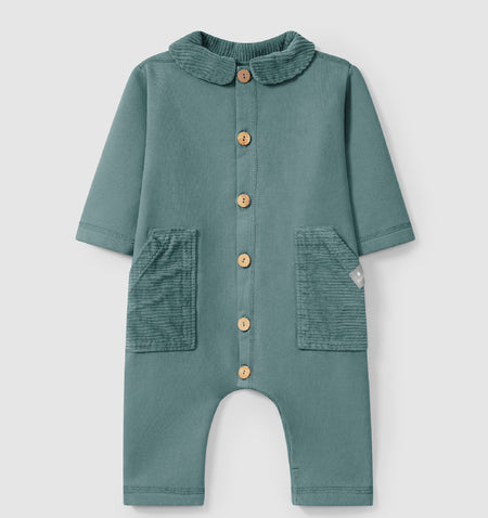Blue-Green Corduroy Detail Romper image 0