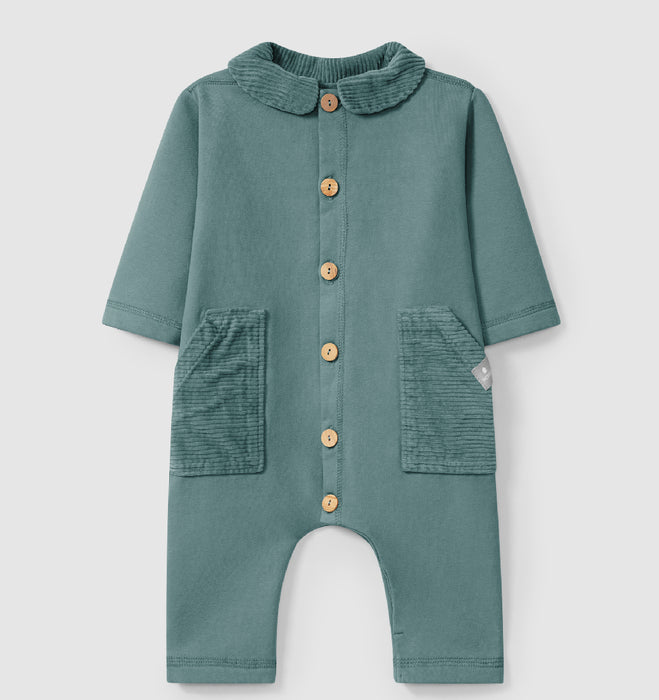 Blue-Green Corduroy Detail Romper image 0