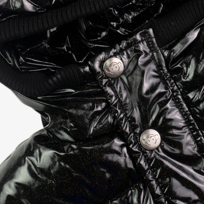 Black Glitter Puffer Coat image 4
