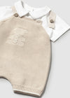 Tan Knit Bear Overalls image 1