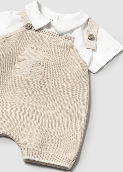 Tan Knit Bear Overalls image 1