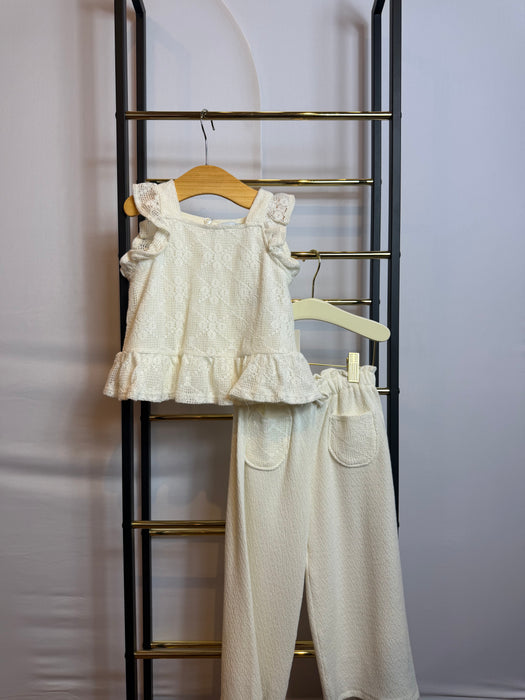 Mayoral Toddler Textured Two-Piece Pant Set Cream