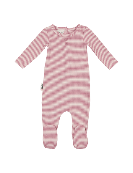 Mauve Button Striped Footie image 0