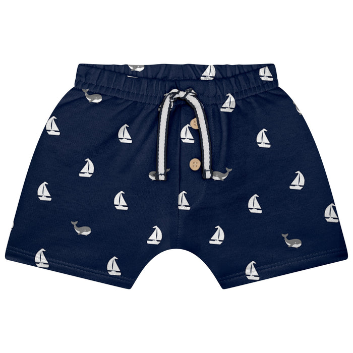 Nautical Polo Bodysuit & Printed Shorts Set image 1