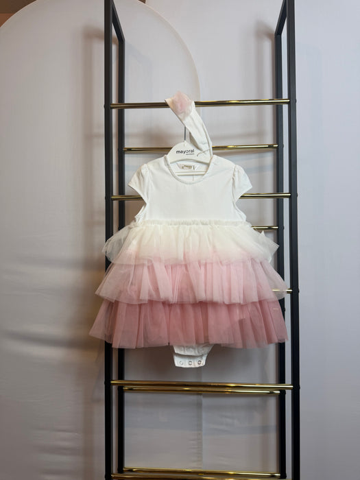 Mayoral Baby Girl Tulle Romper & Headband Set Baby Rose