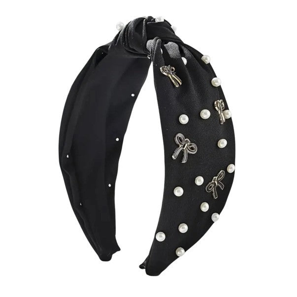 Pearl & Bow Embellished Knotted Headbands image 3