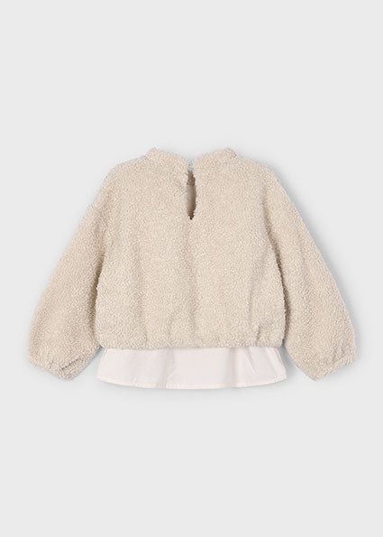 Sherpa Layered Top & Stretch Denim Jean Set