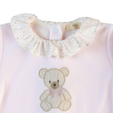 Velour Bear Footie - Pink or Blue