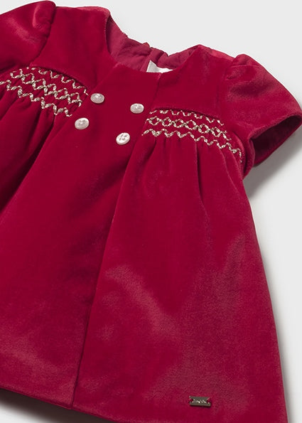Red Velvet Smocked Dress