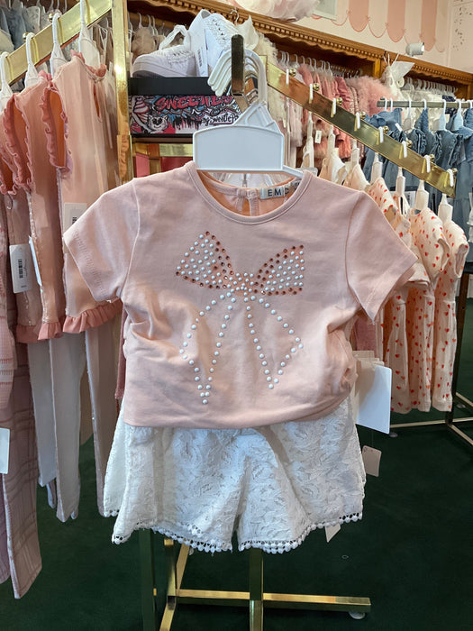 Stud Bow Tee w/ Lace Short image 1