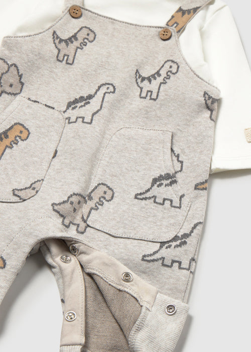 Faux Overall Dino, Grey