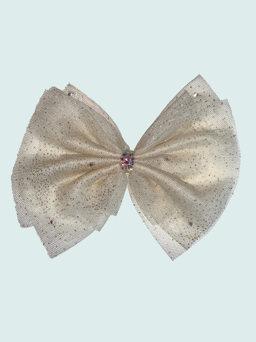 Ivory & Gold Shimmer Bow Clip