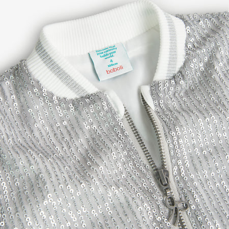 Silver Sequin Bomber Jacket image 1