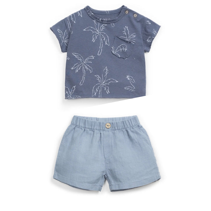 Palm Tree Pocket Tee w/ Grey Shorts image 0