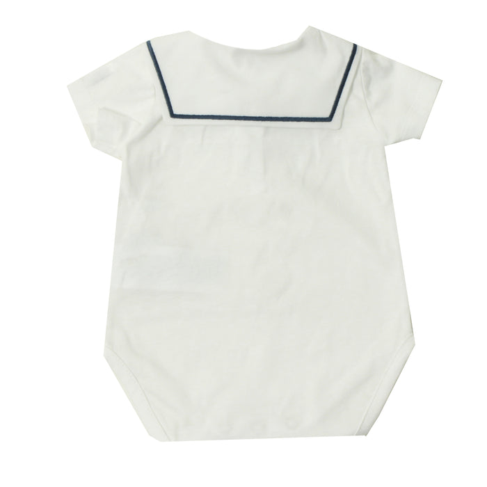 Navy Bubble w/ Collar Onesie & Cardigan image 3