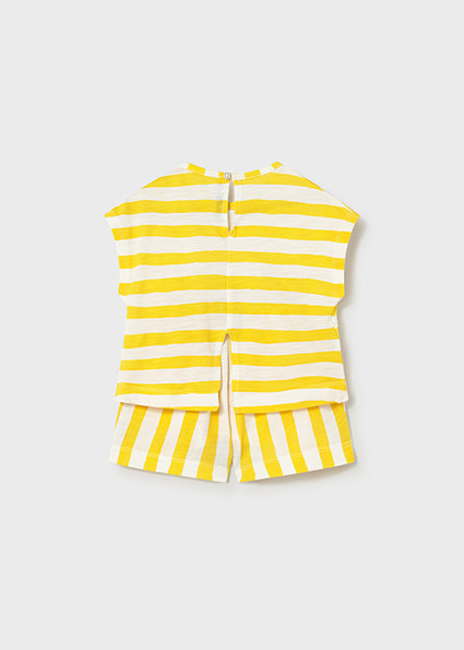 Mayoral Infant Girl Knit Short Set Yellow Stripe