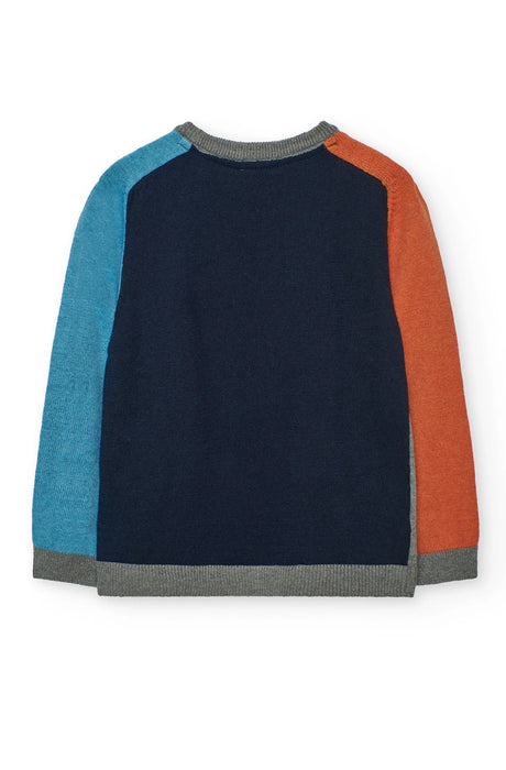 Colorblock Knit Sweater & Navy Pant Set