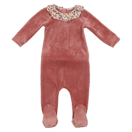 Mauve Velour Collar Footie w/ Hat image 0