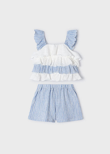 Tiered Blouse & Stripe Short Set image 3