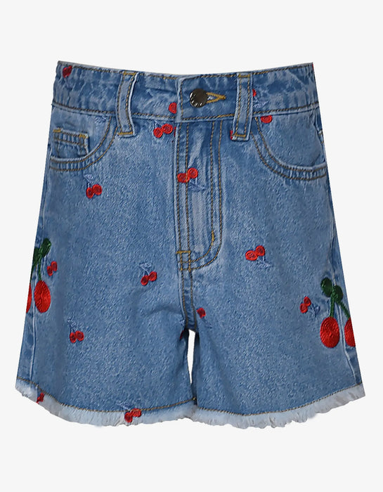 Baby Sara Toddler Cherry Smocked Top & Denim Short Set