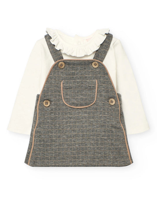 Pinafore Ruffle Dress Set w/ Tights