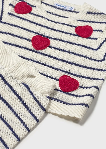 Mayoral Infant Girl Heart Knit Pant Set Natural