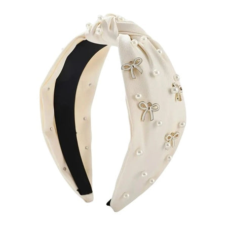 Pearl & Bow Embellished Knotted Headbands image 1