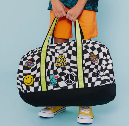 No Bad Vibes Patched Checkered Duffle image 0